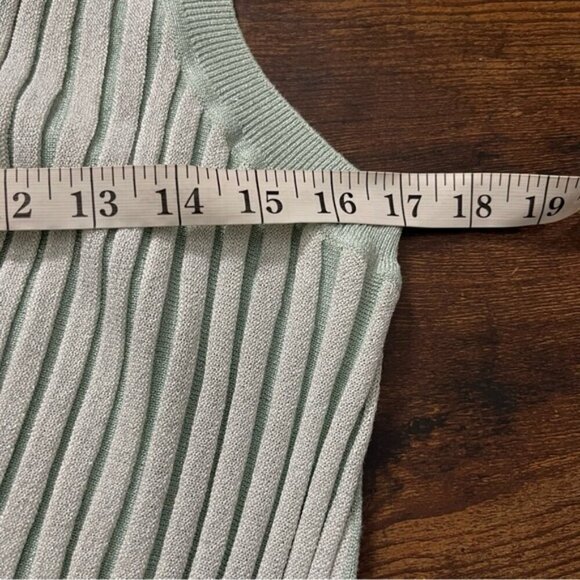 Ted Baker green silver metallic v-neck sweater vest top lightweight stretch S - Picture 7 of 9